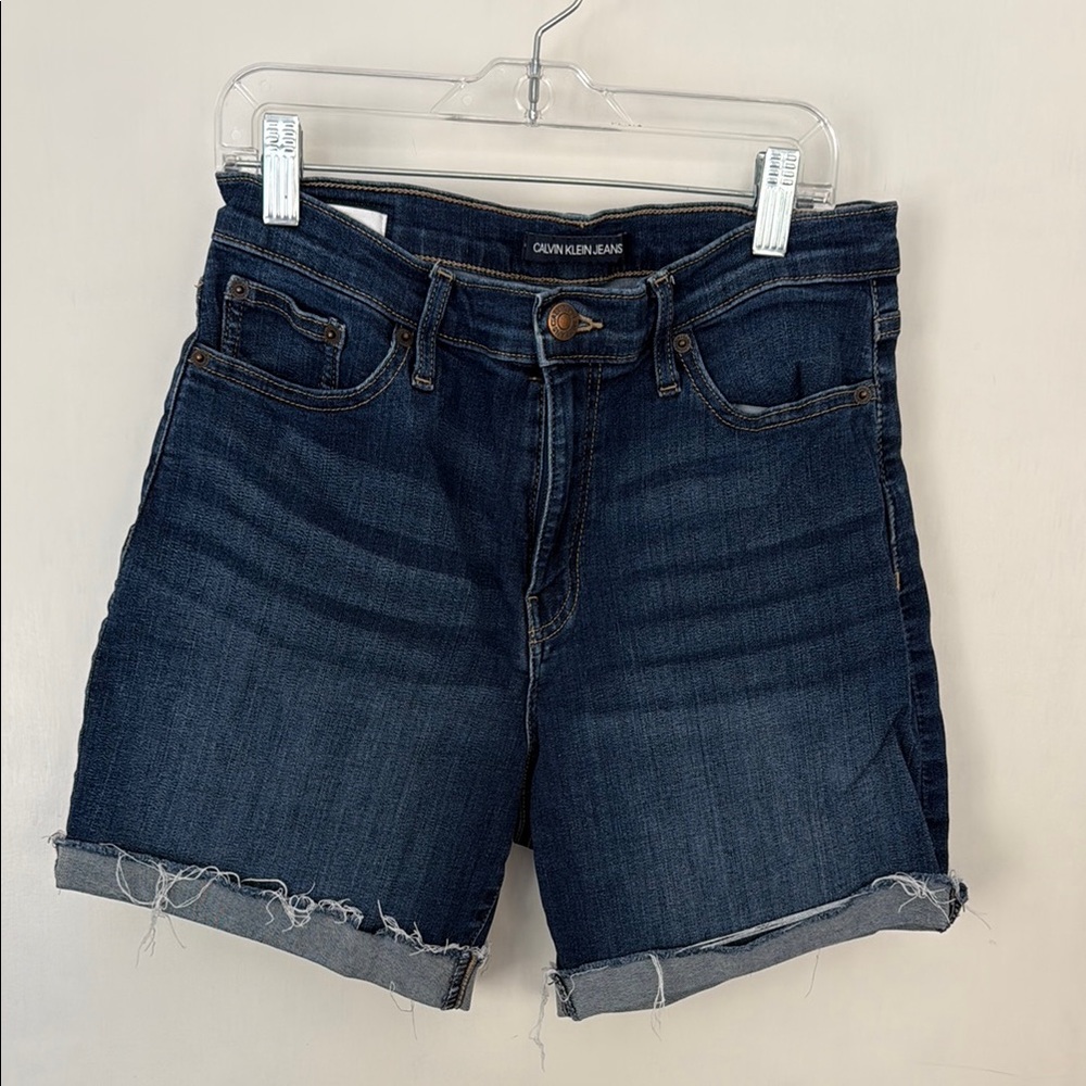 Calvin Klein Women's Dark Blue Denim Shorts - Repreve Yarn, size 4